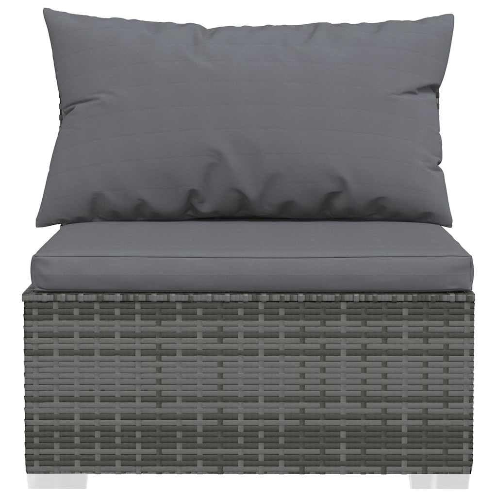 11 Piece Garden Lounge Set with Grey Poly Rattan