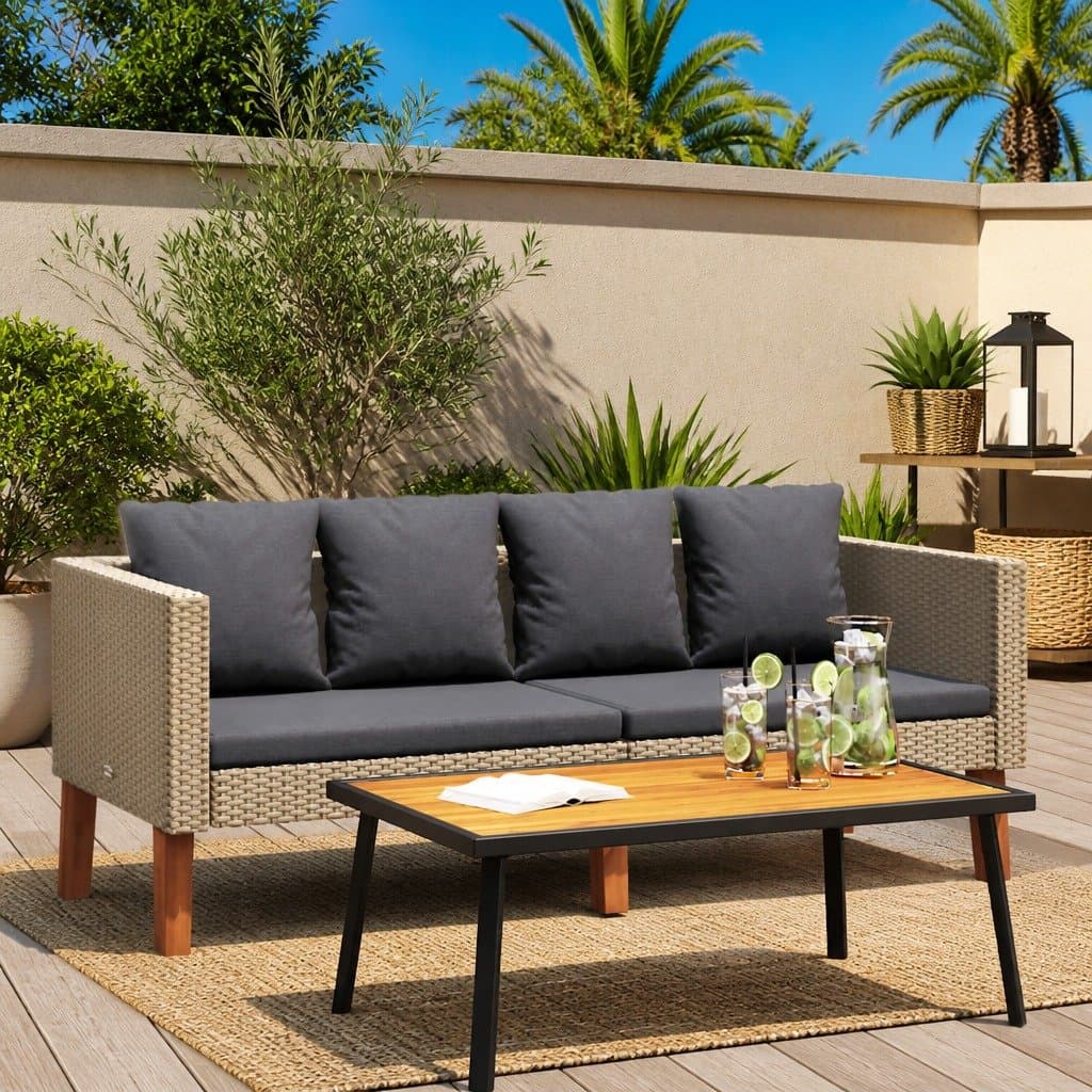 2-Seater Outdoor Garden Sofa with Cushions