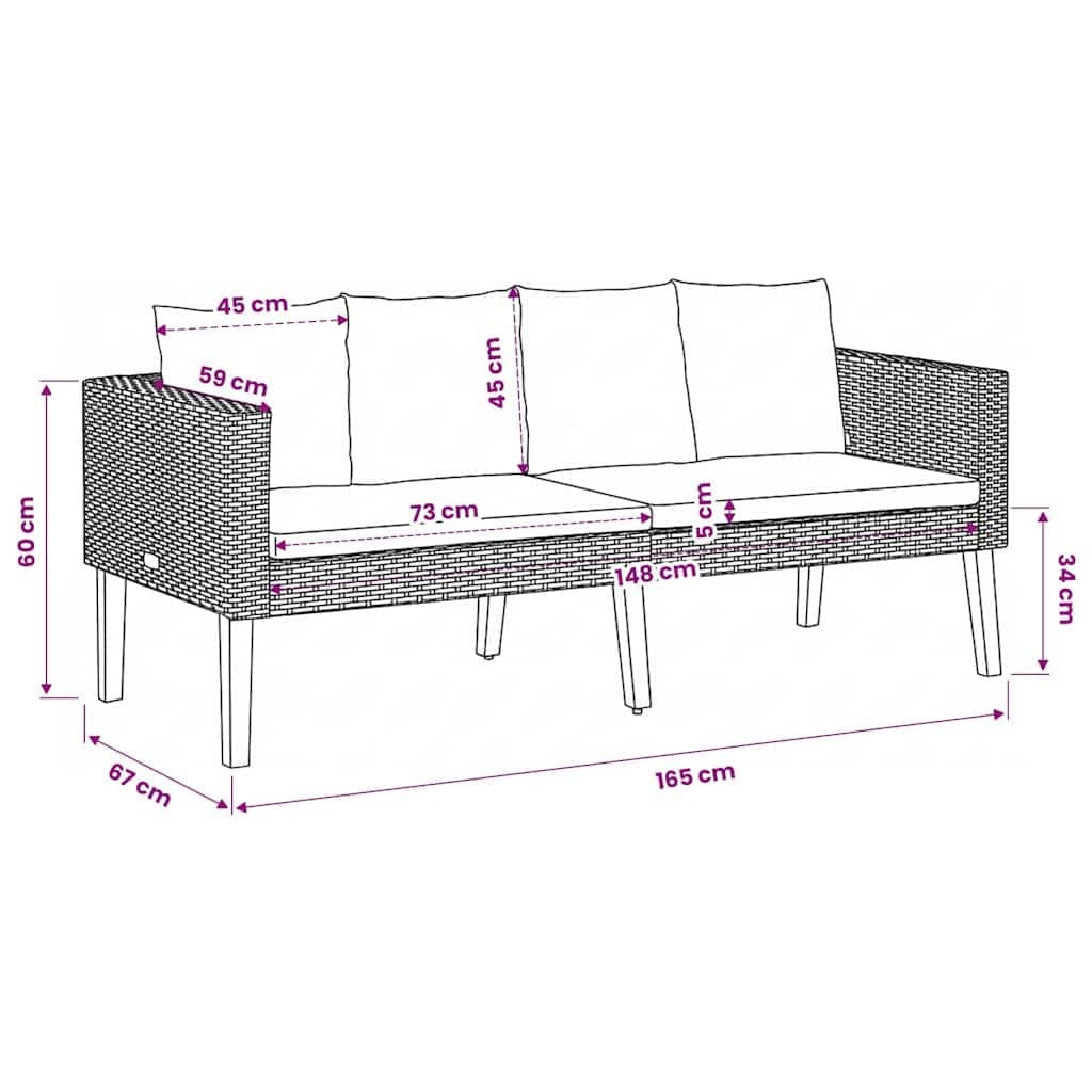 2-Seater Outdoor Garden Sofa with Cushions