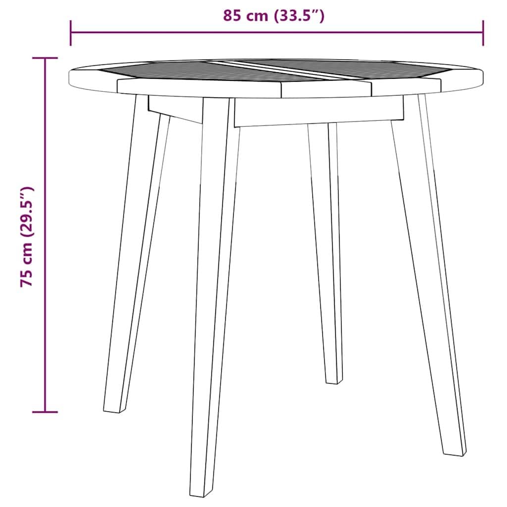 Brown Solid Wood Acacia Garden Table 85cm Round