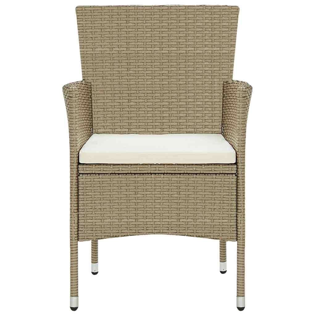 Beige Outdoor Dining Chairs Set of 2 with Cushions