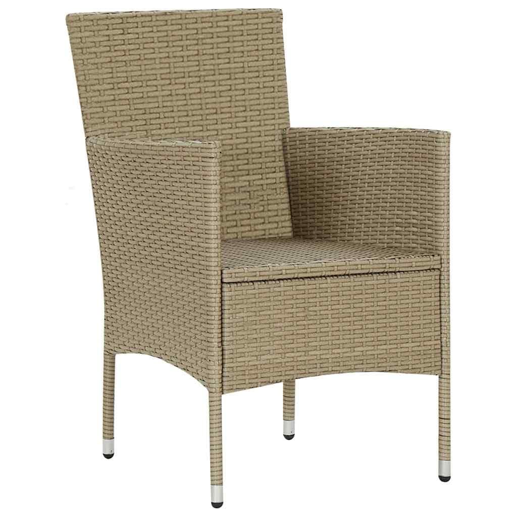 Beige Outdoor Dining Chairs Set of 2 with Cushions