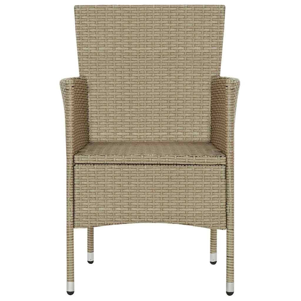 Beige Outdoor Dining Chairs Set of 2 with Cushions