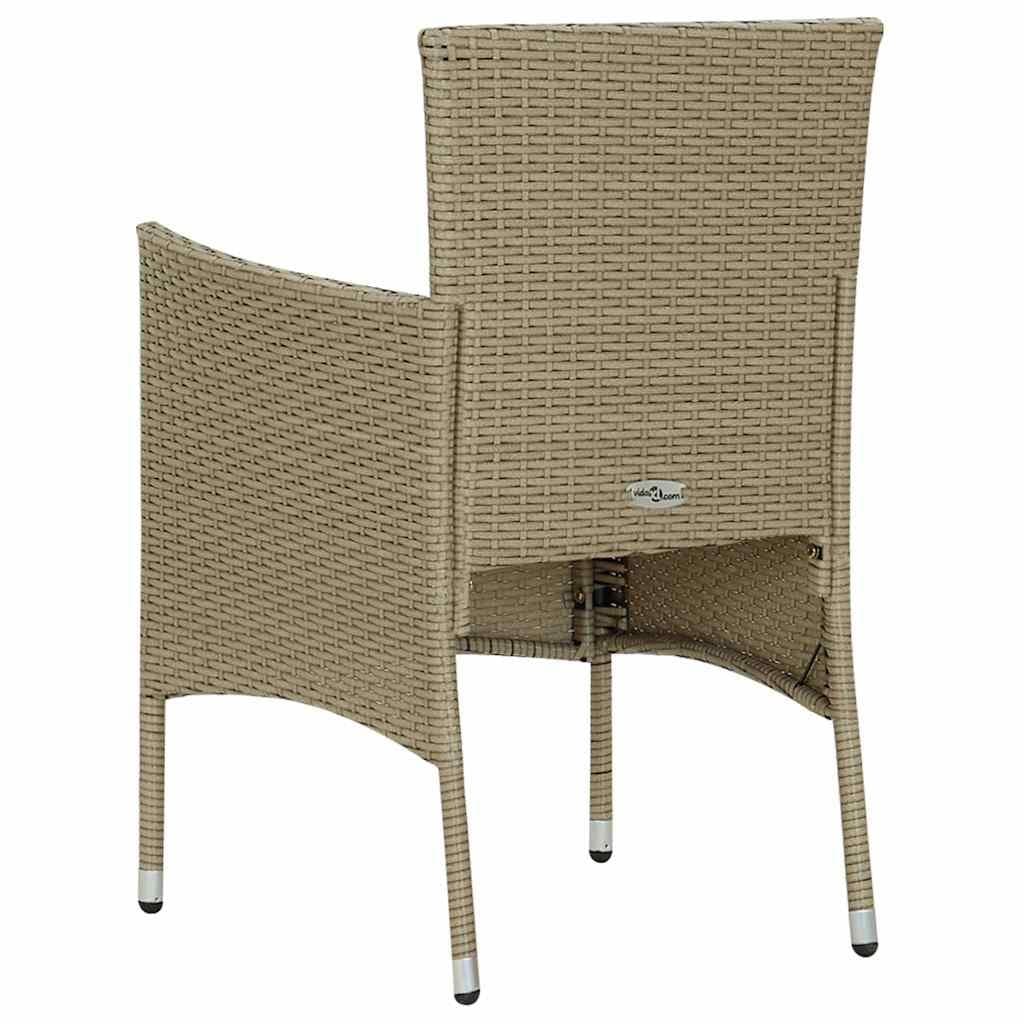 Beige Outdoor Dining Chairs Set of 2 with Cushions