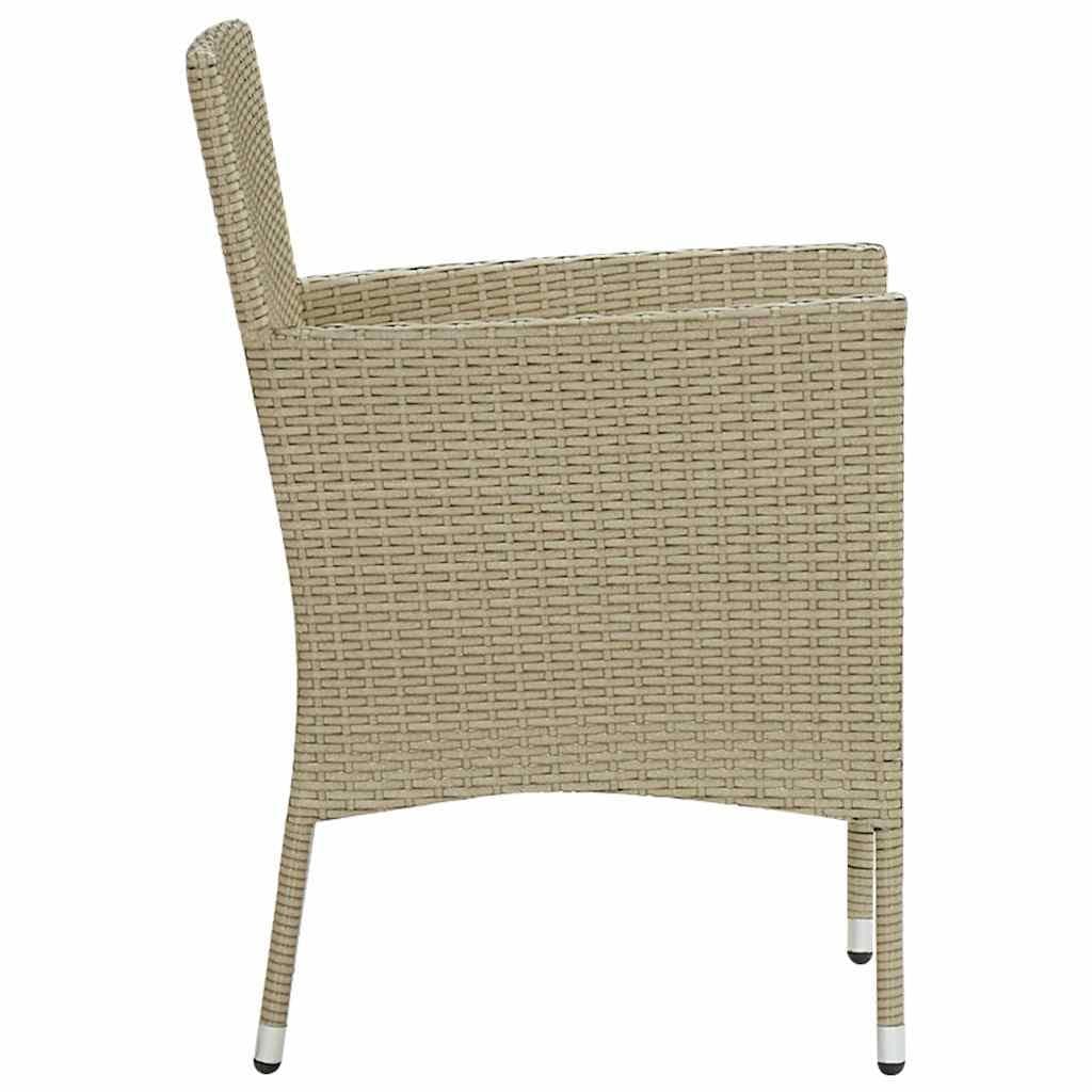 Beige Outdoor Dining Chairs Set of 2 with Cushions