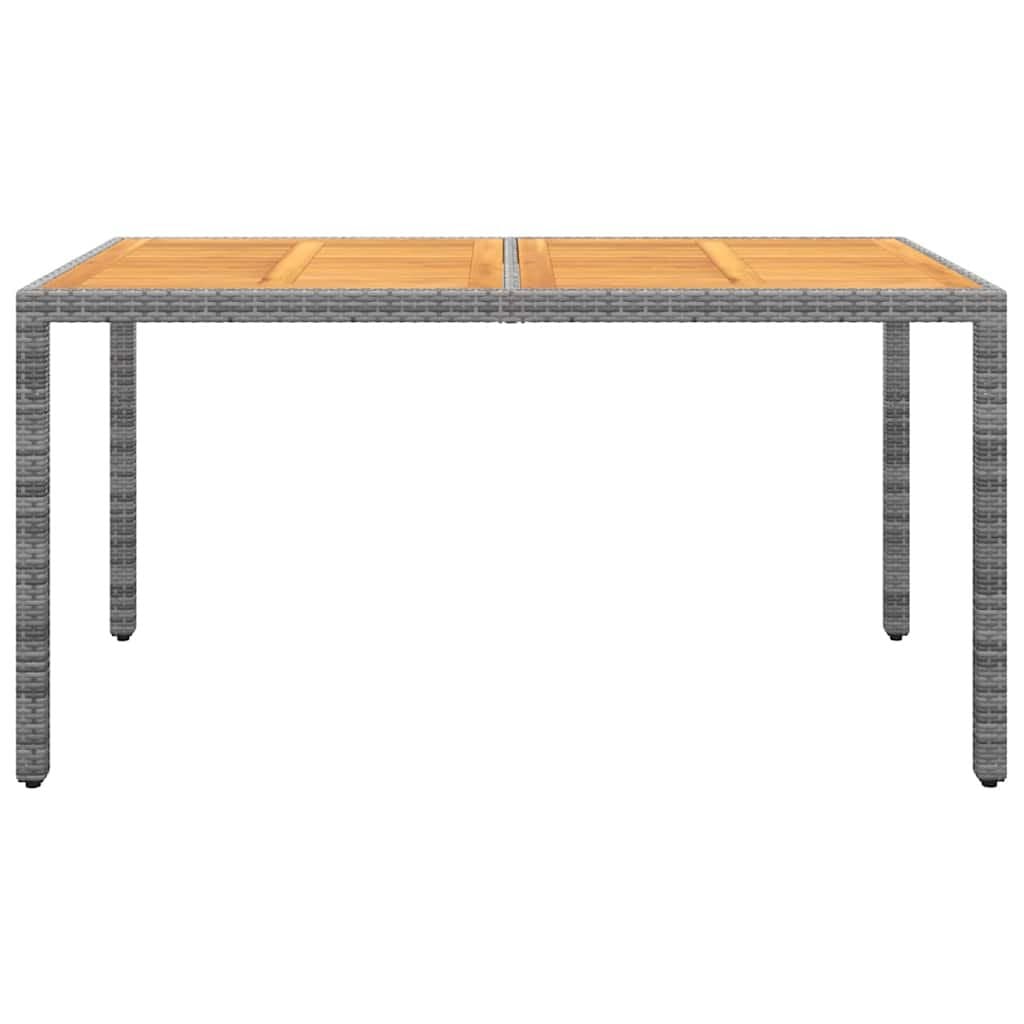 Outdoor Garden Table in Grey with Acacia Wood Top