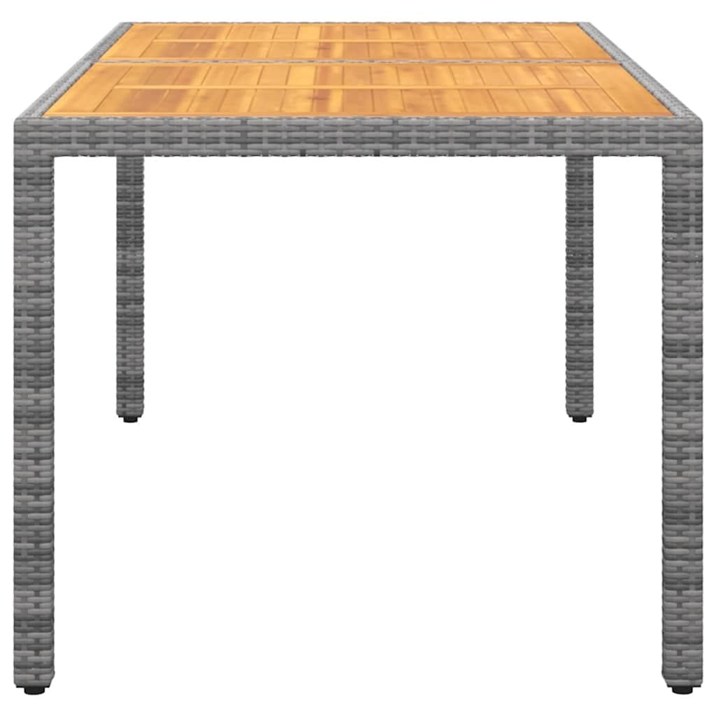 Outdoor Garden Table in Grey with Acacia Wood Top
