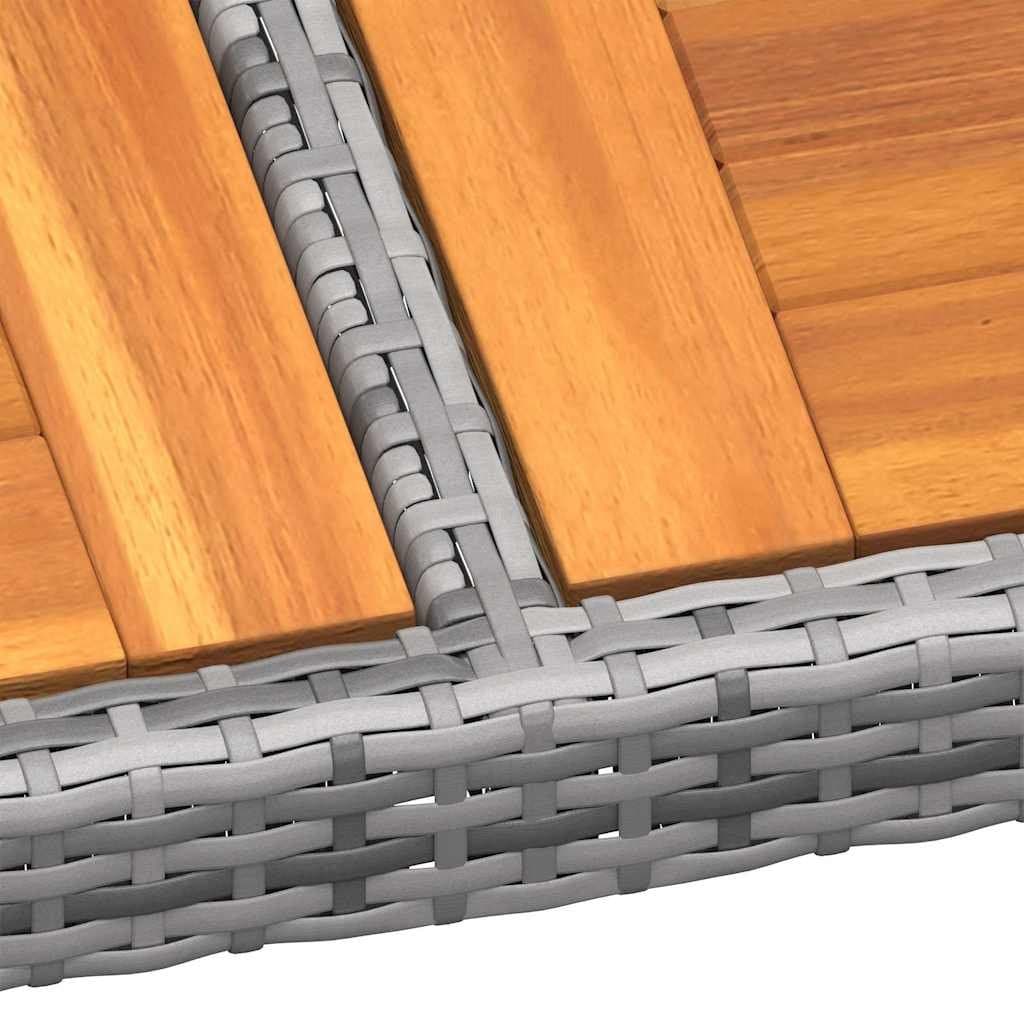 Outdoor Garden Table in Grey with Acacia Wood Top