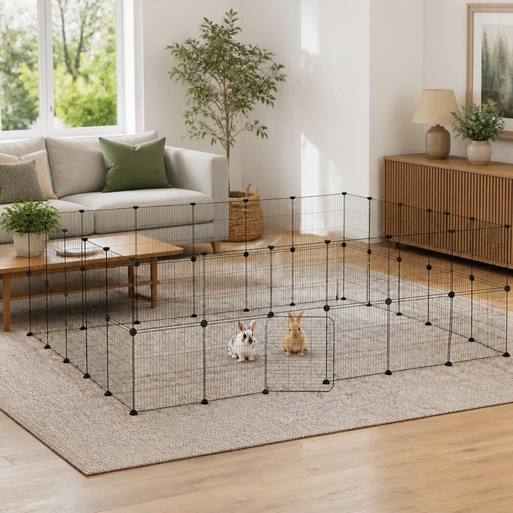 44-Panel Playpen for Small Animals, Black