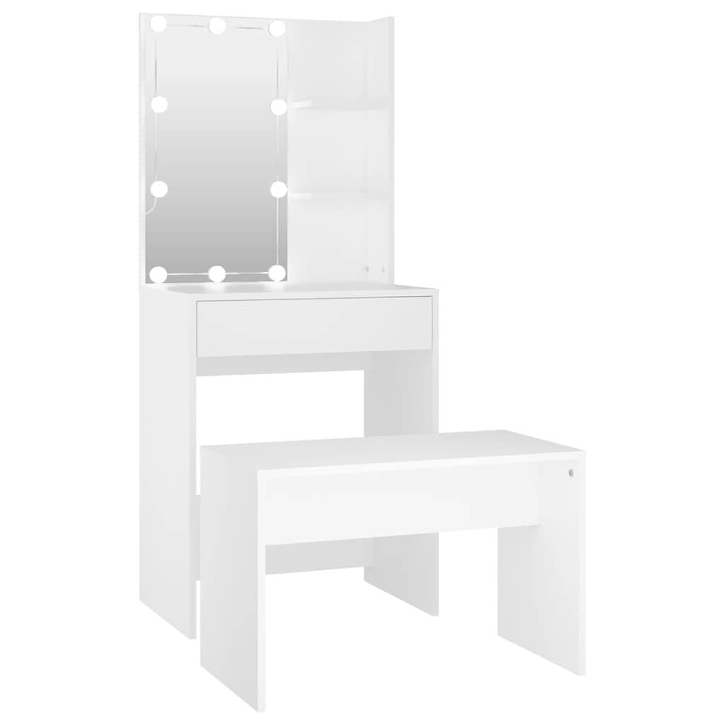 Dressing Table Set with LED Mirror and Stool