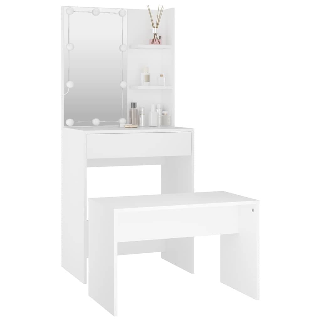 Dressing Table Set with LED Mirror and Stool