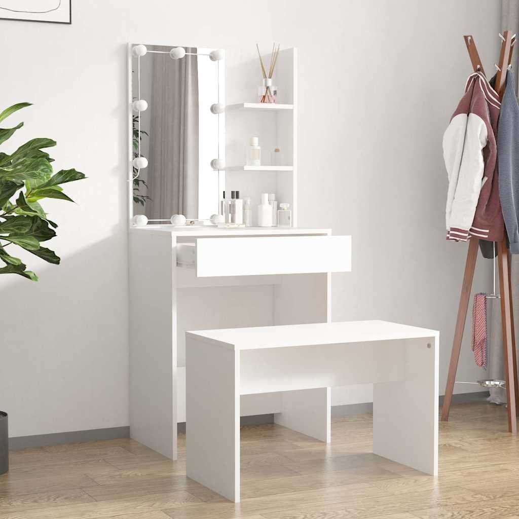 Dressing Table Set with LED Mirror and Stool