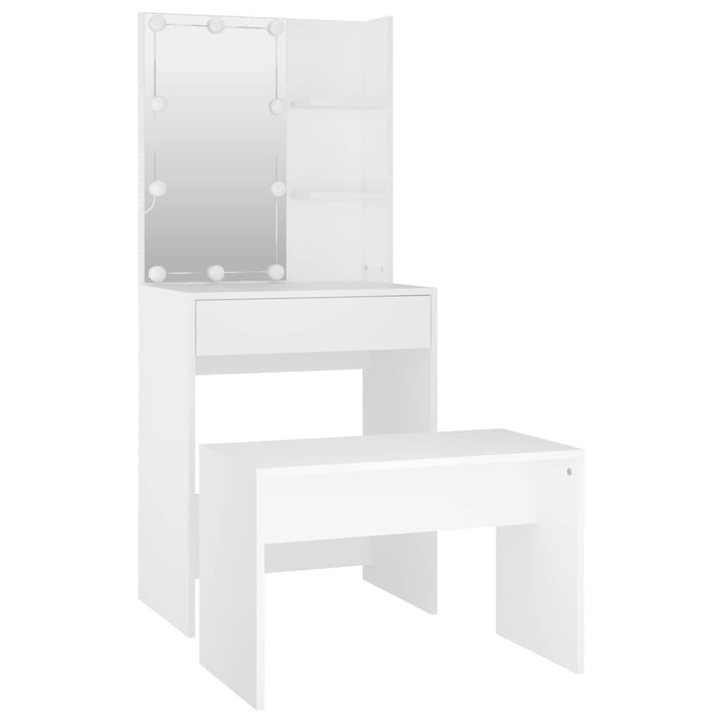 Dressing Table Set with LED Mirror and Stool