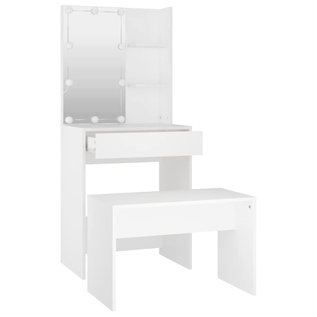 Dressing Table Set with LED Mirror and Stool