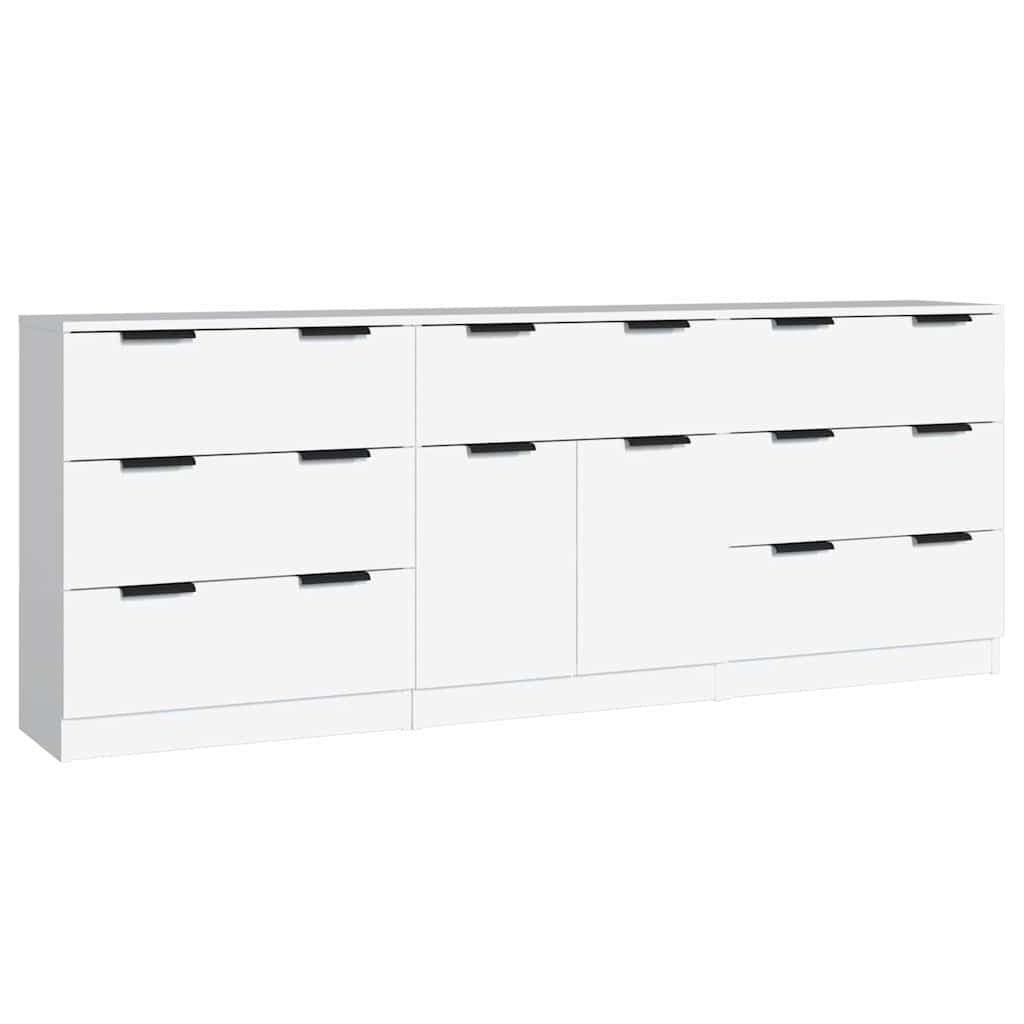3 Piece White Sideboard Cabinet for Living Room