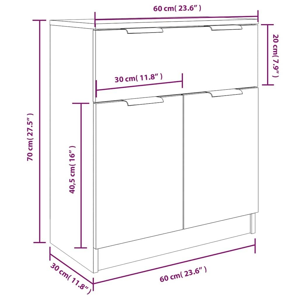 3 Piece White Sideboard Cabinet for Living Room