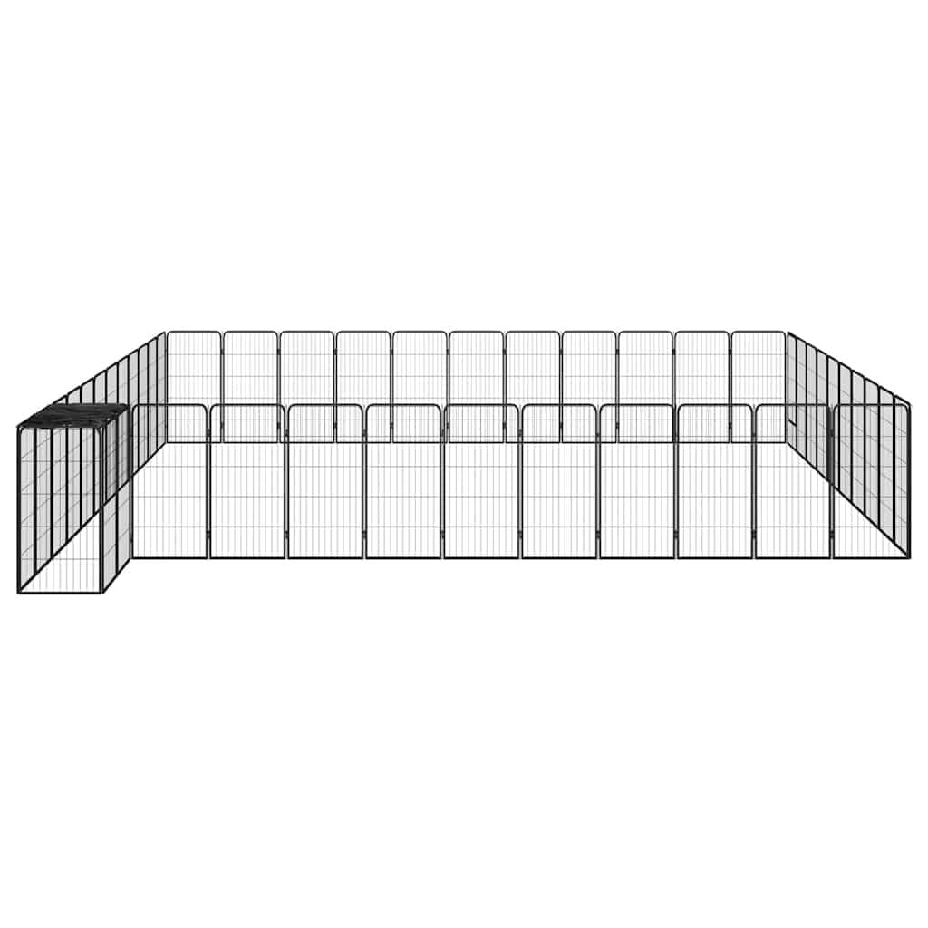 Dog Playpen 46-Panel Black Outdoor Indoor Pet Exercise Pen Puppy Kennel Run