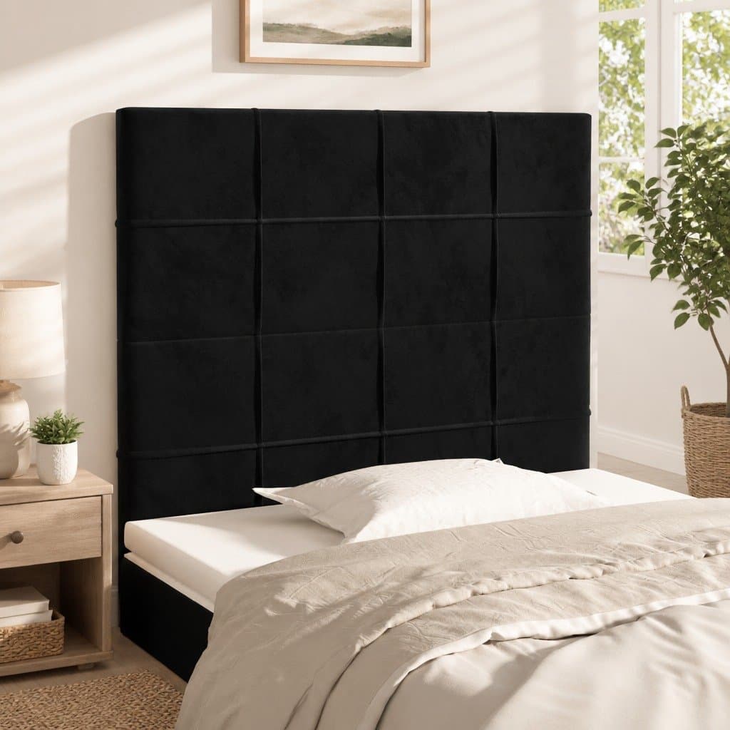 Black Velvet Headboard with Adjustable Height