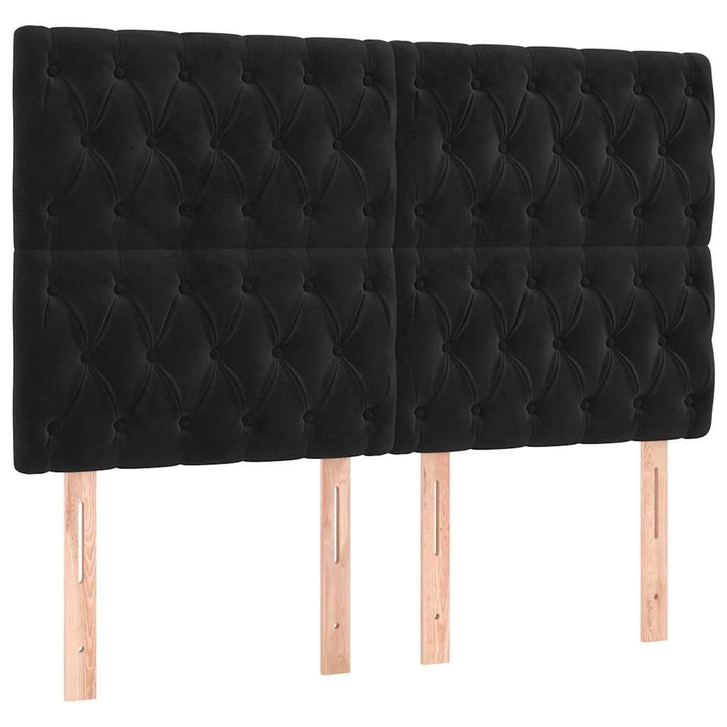 Adjustable Black Velvet Headboard with Wooden Legs