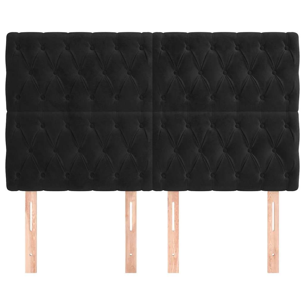 Adjustable Black Velvet Headboard with Wooden Legs