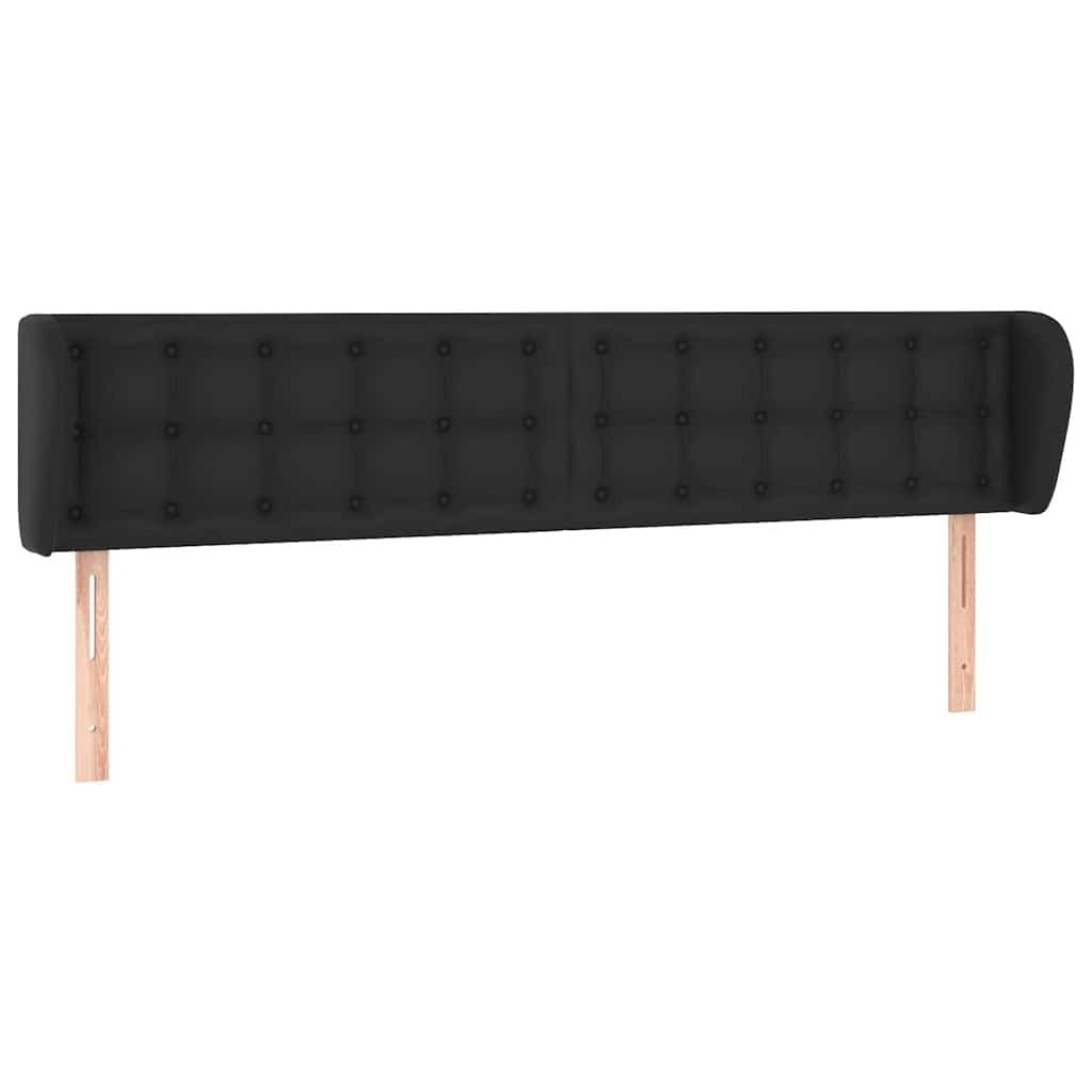 Headboard with Ears Black 203 cm Faux Leather Bed Bedroom Furniture