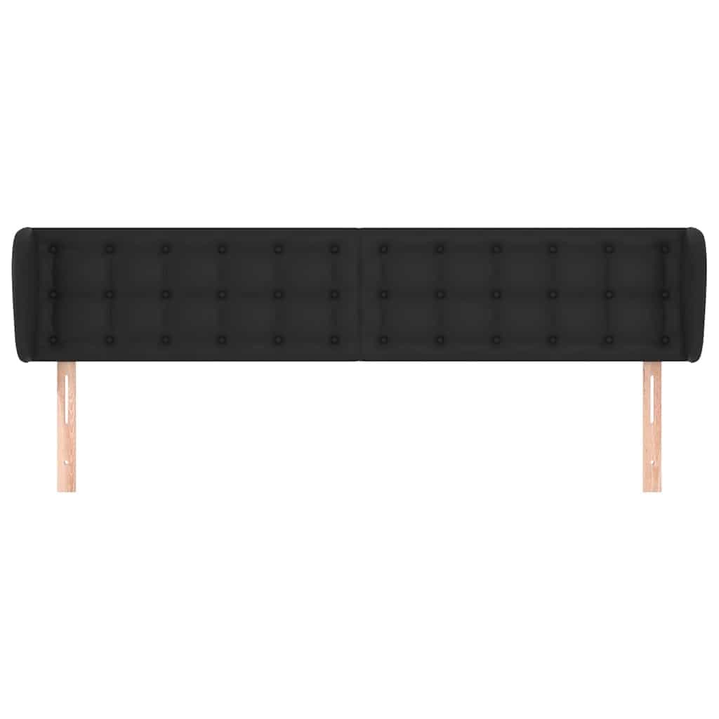 Headboard with Ears Black 203 cm Faux Leather Bed Bedroom Furniture