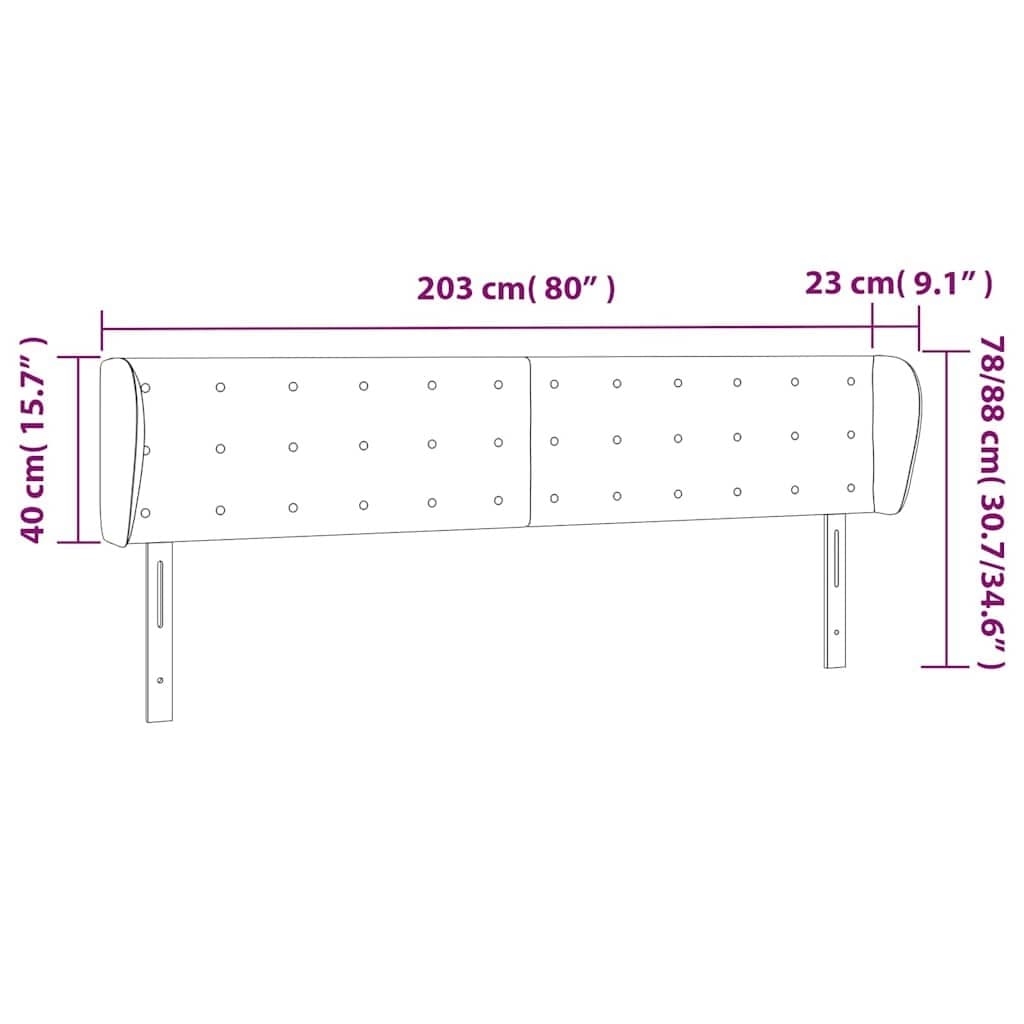 Headboard with Ears Black 203 cm Faux Leather Bed Bedroom Furniture