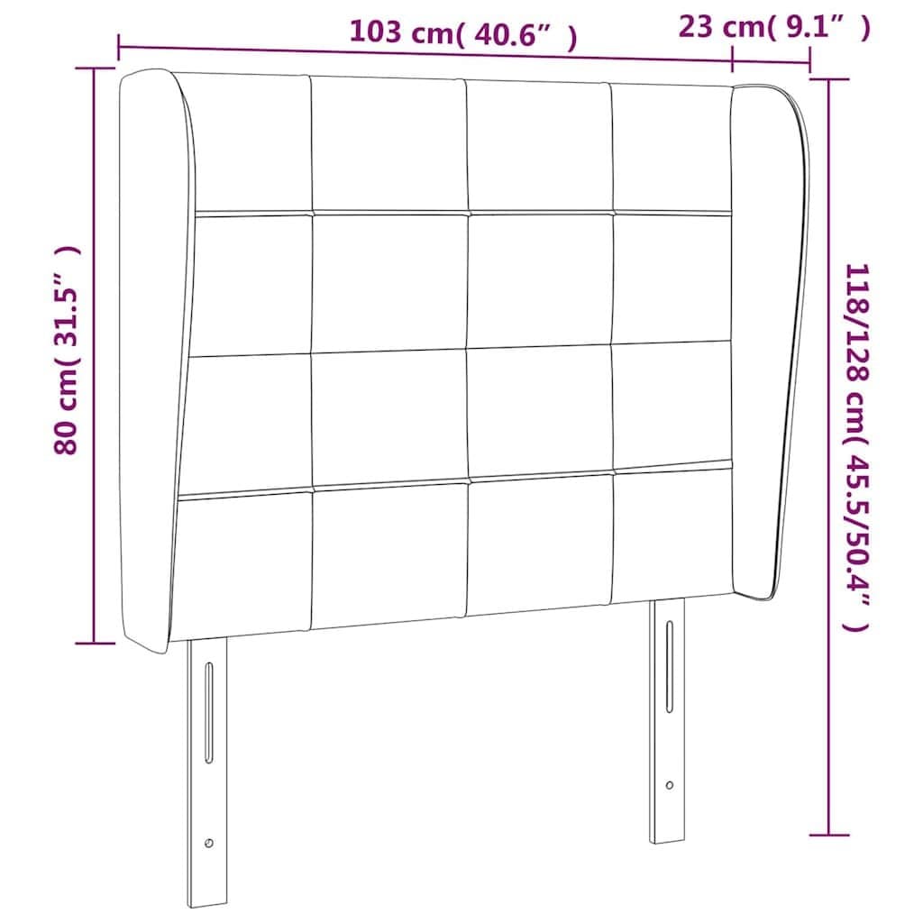 Headboard with Ears Grey 103cm Fabric Bedroom Bed Head Support Adjustable