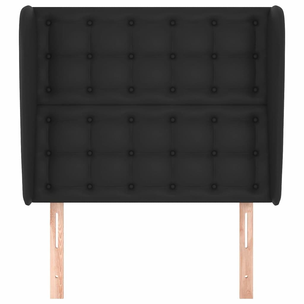 Black Faux Leather Headboard with Ears 103cm