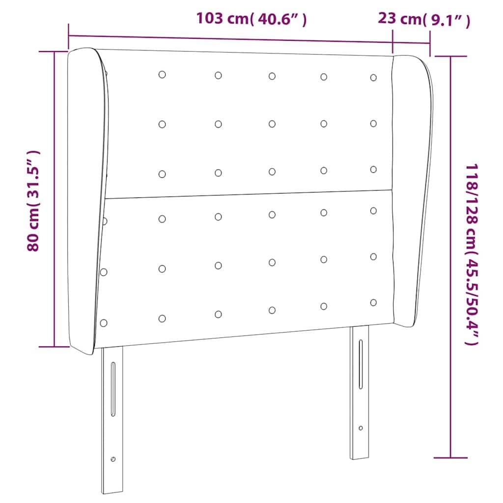 Black Faux Leather Headboard with Ears 103cm