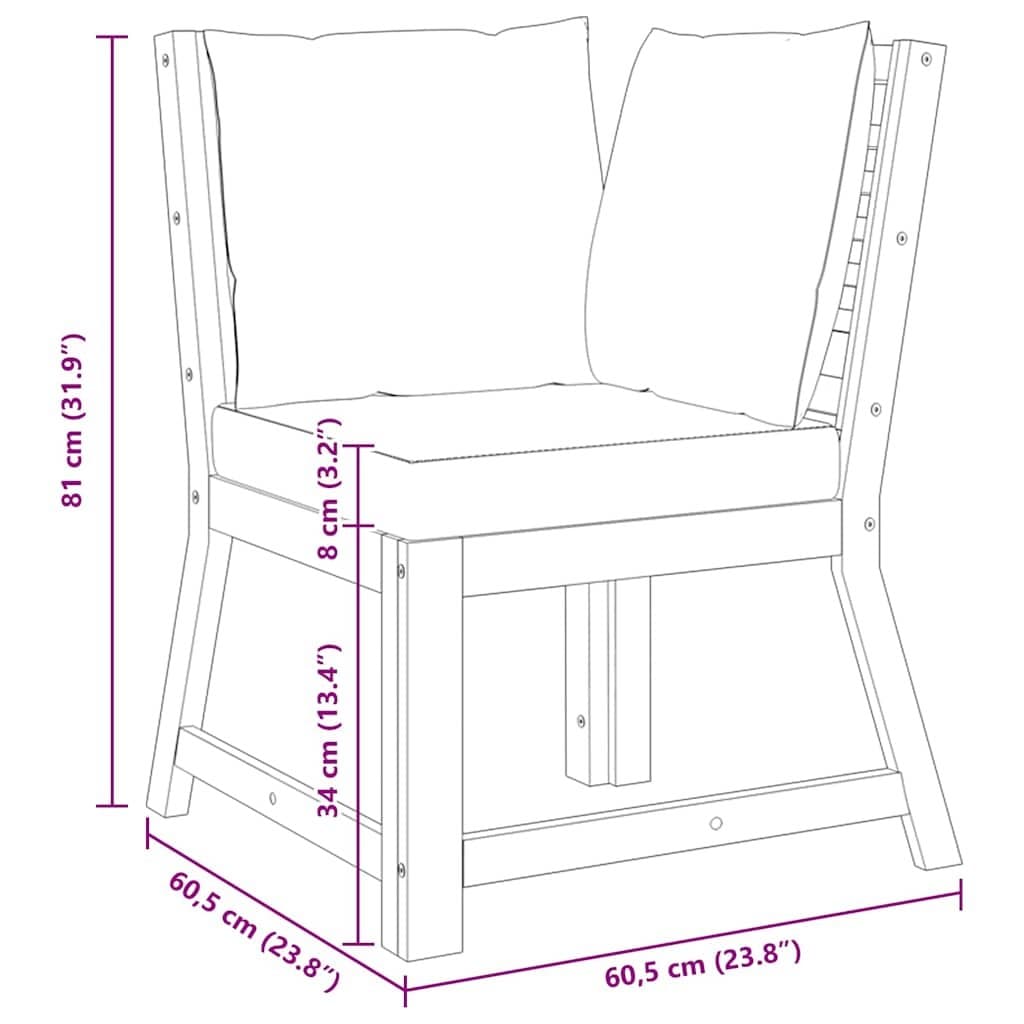 Outdoor Sectional Corner Sofa in Acacia Wood