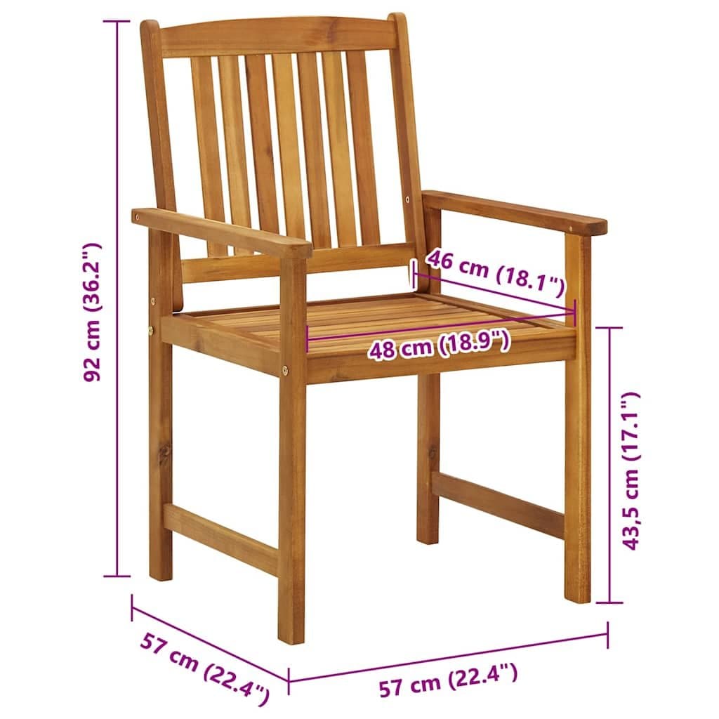 Solid Acacia Wood Outdoor Garden Chairs Set of 4