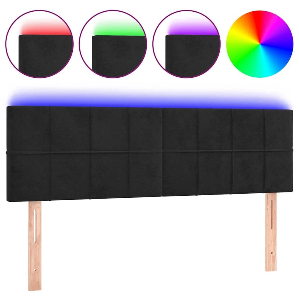 Black Velvet LED Headboard 144cm for Modern Beds