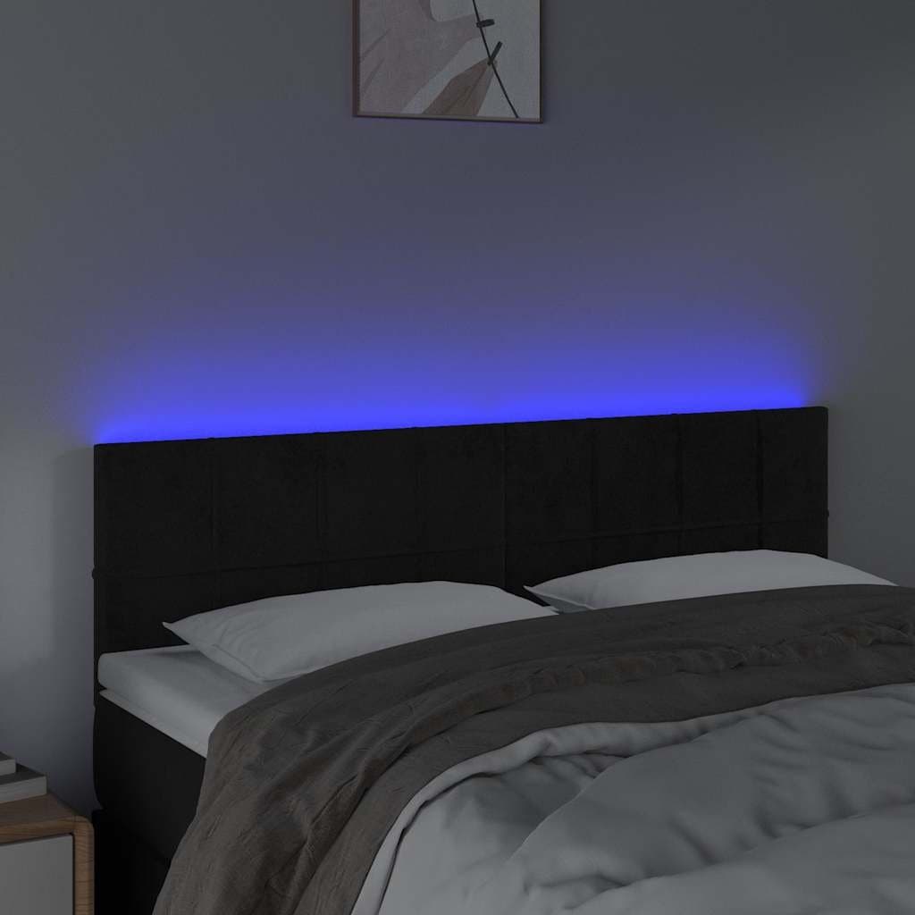 Black Velvet LED Headboard 144cm for Modern Beds