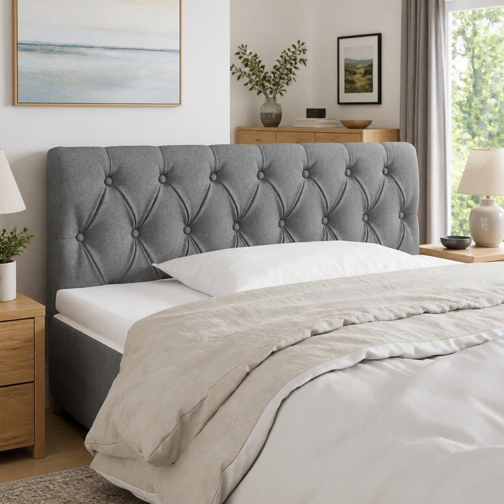 LED Headboard 100cm Dark Grey Fabric Adjustable