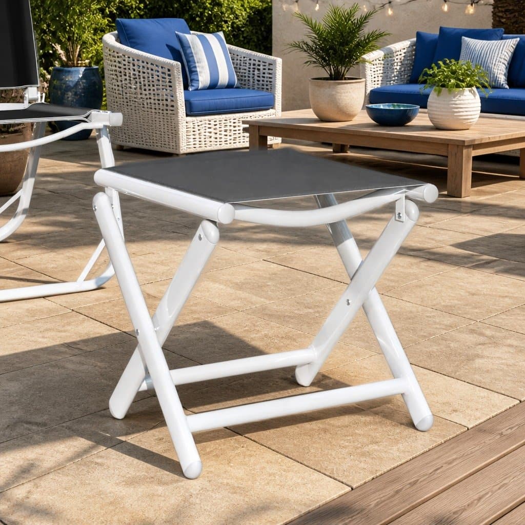 Portable Black Folding Footrest for Outdoor Use