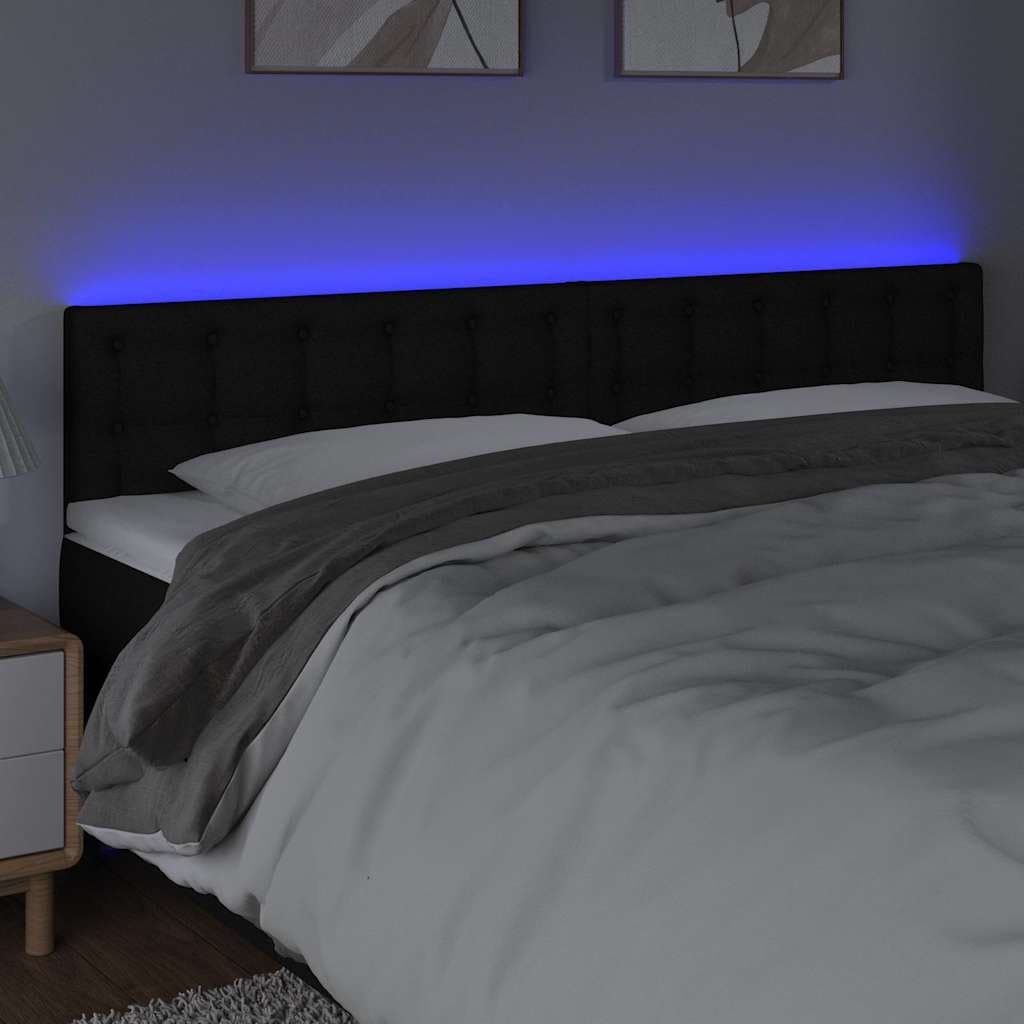 LED Headboard 160cm Black Fabric Bedroom Bed Head Light Modern Design