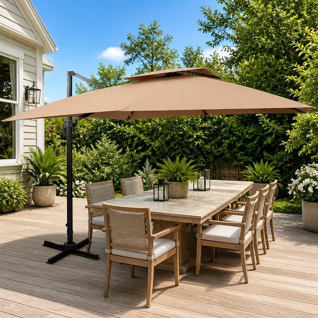 Cantilever Garden Parasol 300x300 cm in Taupe