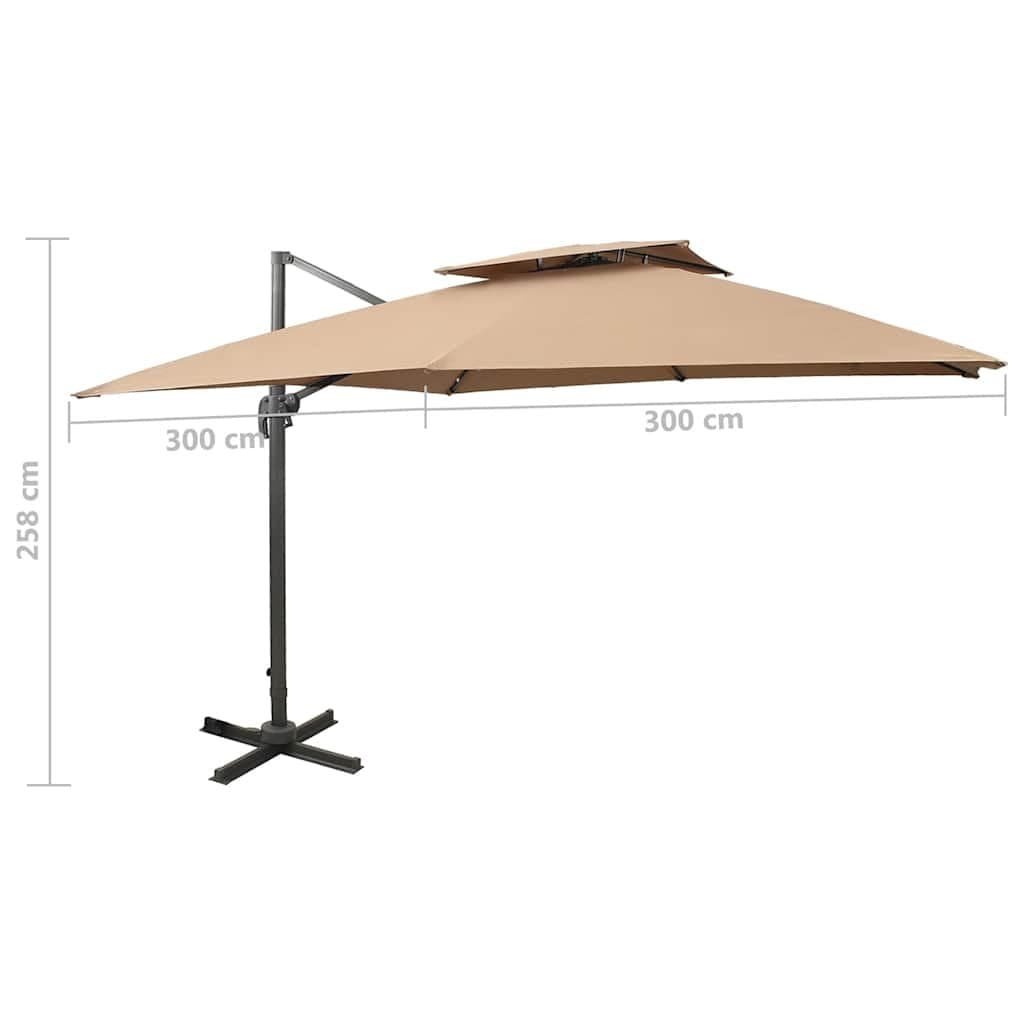 Cantilever Garden Parasol 300x300 cm in Taupe