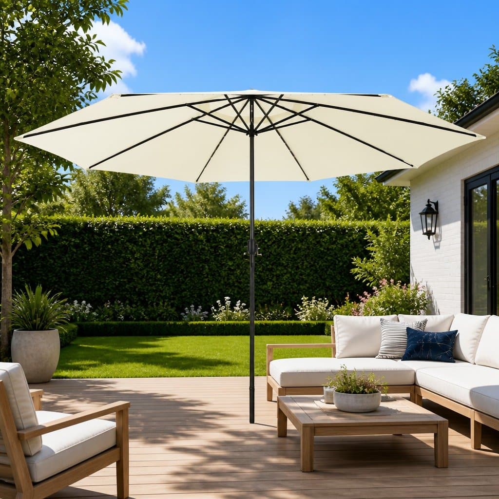 400 cm Garden Parasol with LED Lights in Beige