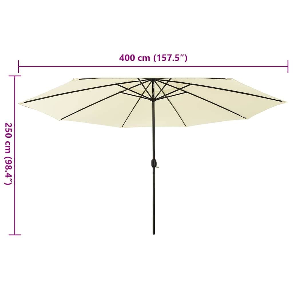 400 cm Garden Parasol with LED Lights in Beige