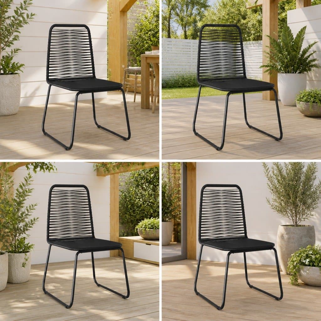 Black Rattan Outdoor Chairs Set of 4