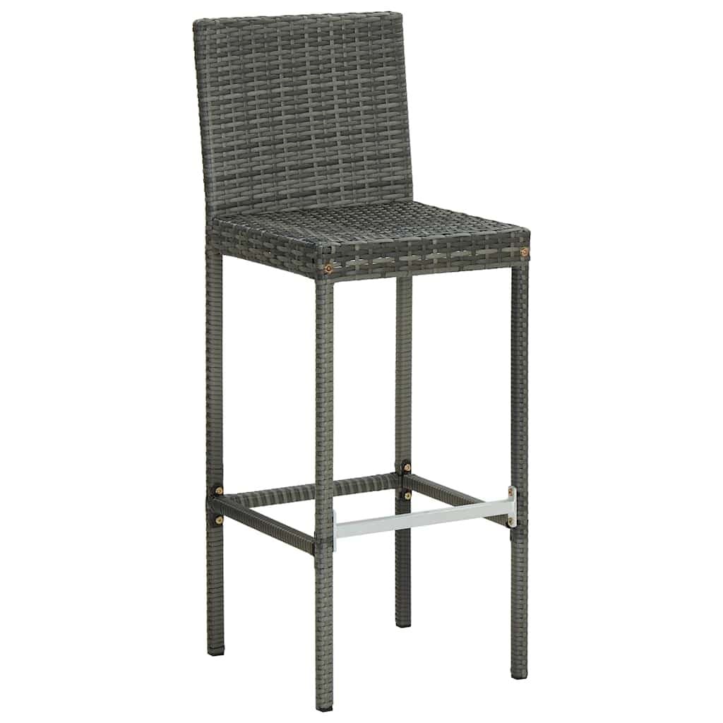 Grey Poly Rattan Outdoor Bar Stools Set of 4 with Cushions