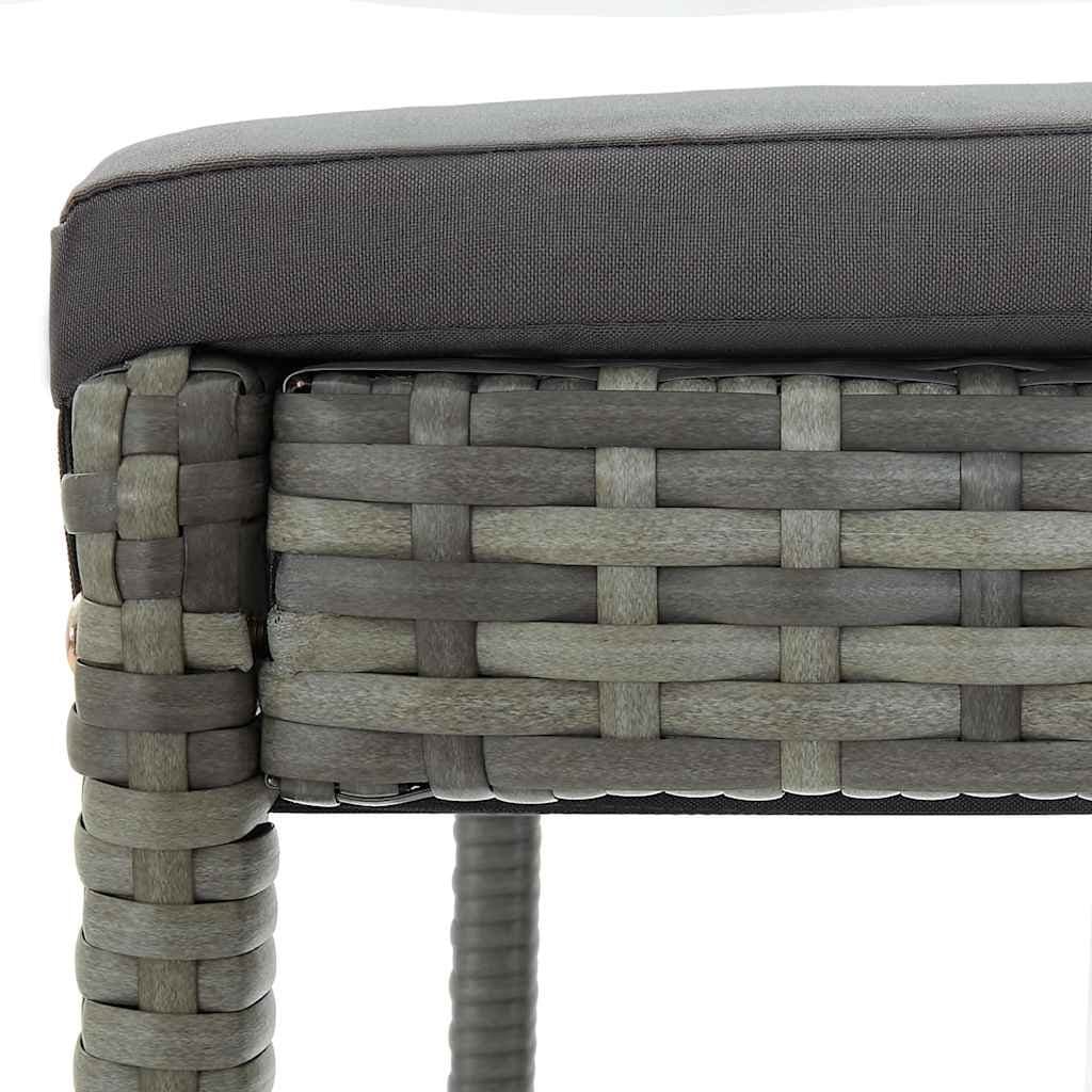 Grey Poly Rattan Outdoor Bar Stools Set of 4 with Cushions