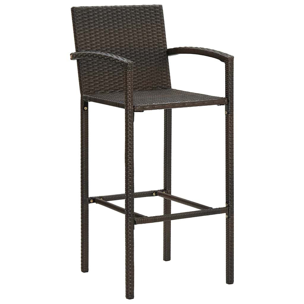 Bar Stools 4 Pieces Brown Outdoor Indoor Rattan Garden Seating with Footrest