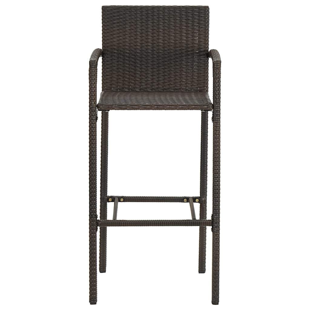 Bar Stools 4 Pieces Brown Outdoor Indoor Rattan Garden Seating with Footrest