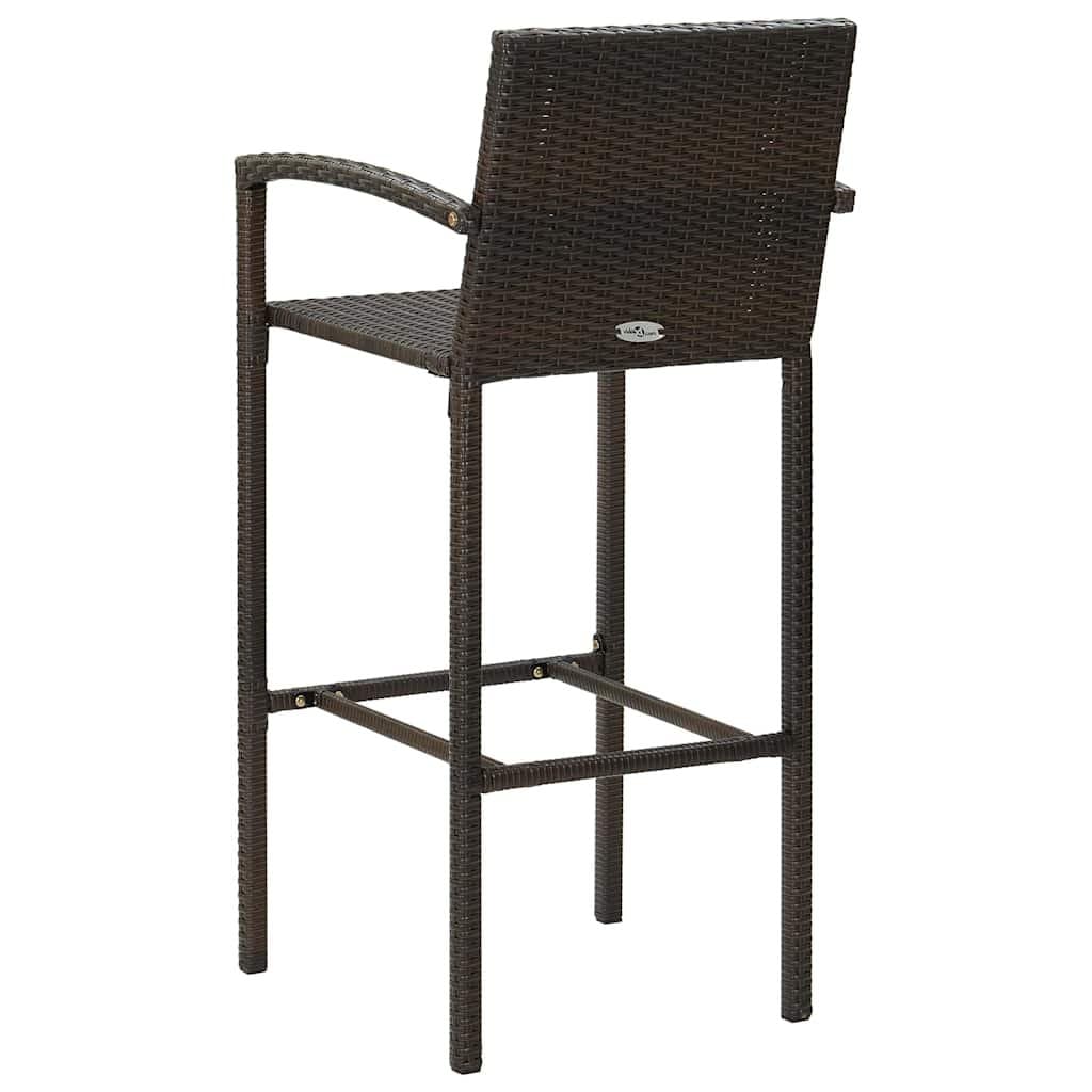 Bar Stools 4 Pieces Brown Outdoor Indoor Rattan Garden Seating with Footrest