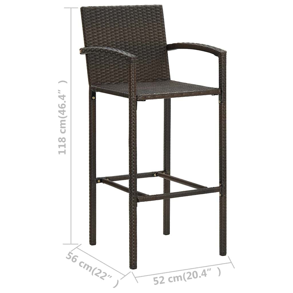 Bar Stools 4 Pieces Brown Outdoor Indoor Rattan Garden Seating with Footrest
