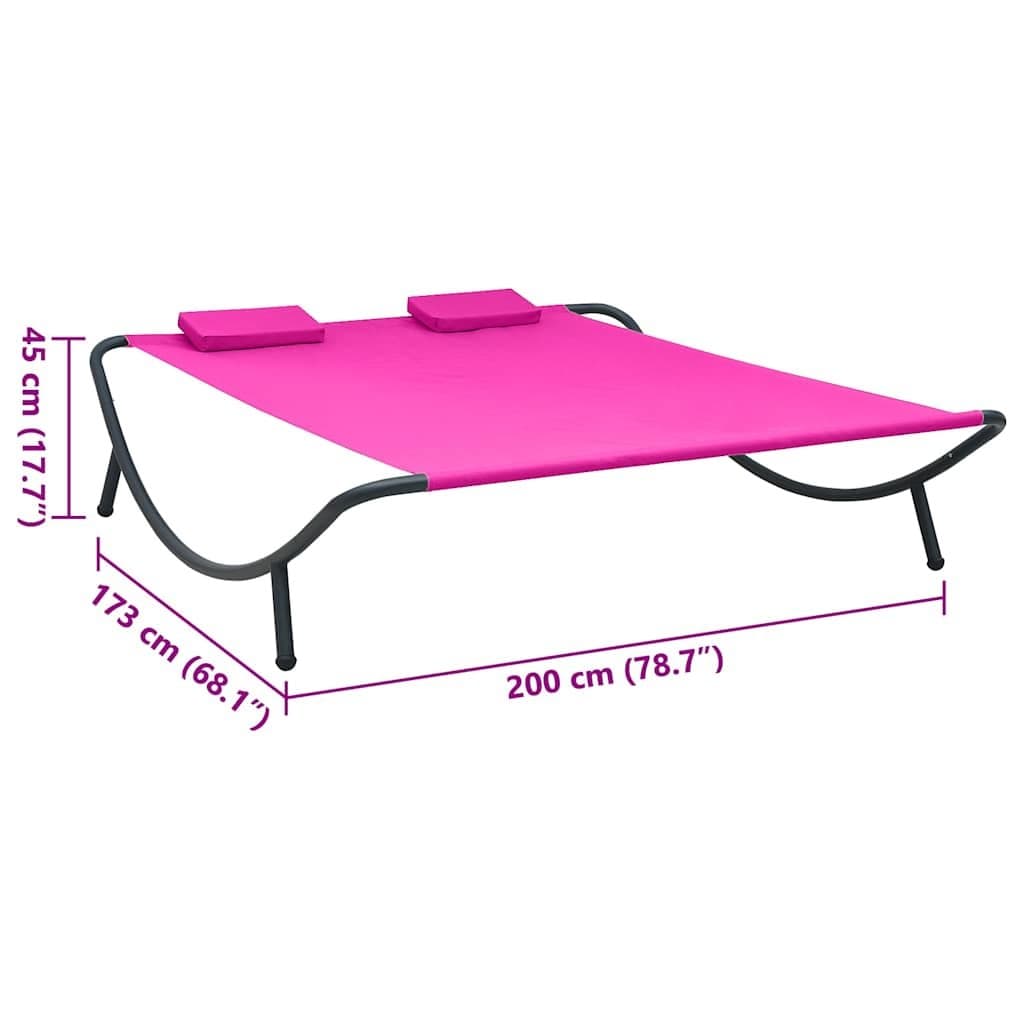 Pink Fabric Outdoor Lounge Bed for Garden or Patio