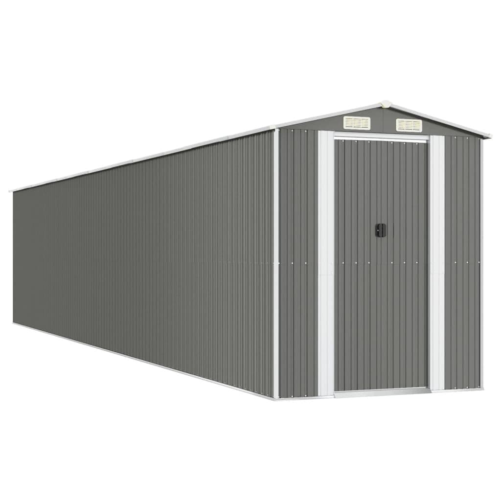 Light Grey Galvanised Steel Garden Shed for Tools